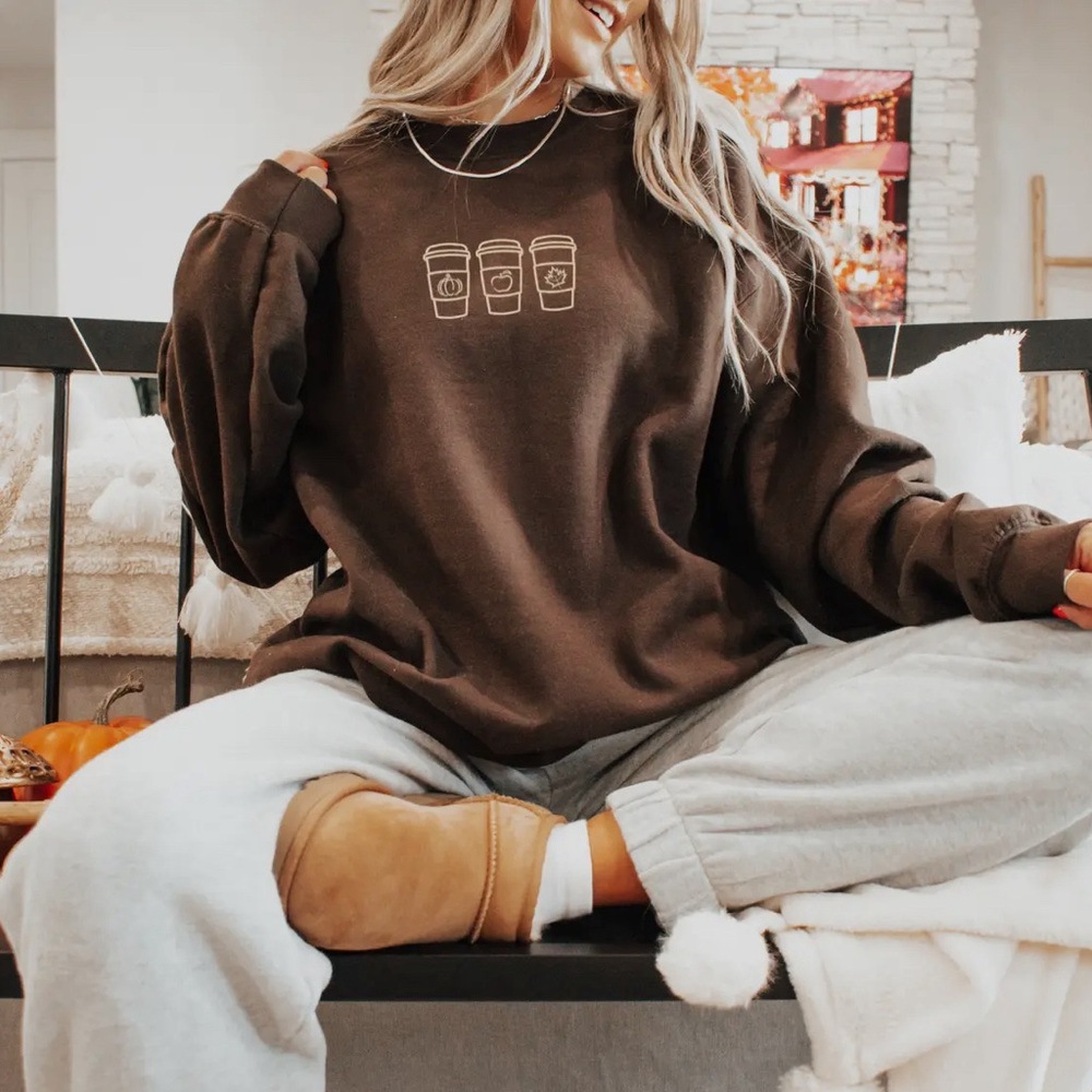 Embroidered Coffee Sweater - Picture 2 of 2